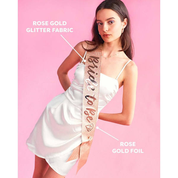 Rose Gold Glitter Möhippa Bälte - Bride To Be | Bachelorette