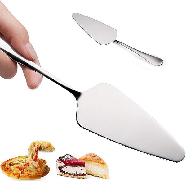 Kagespade, pizzaspade, savtakket kant rustfrit stål kageserver