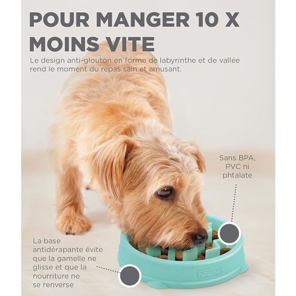 Anti-frossare slow food skål för hundar - storlek S/XS - mintgrön