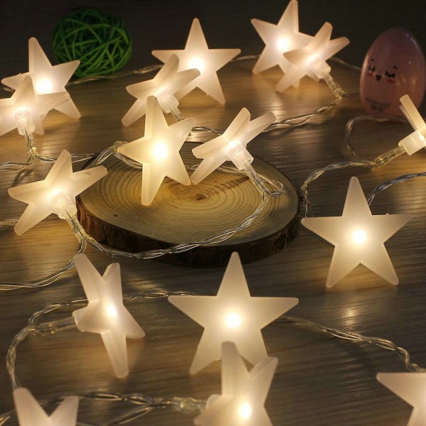 LED frosted star string lights, battery operated, used for parties, gardens, Christmas, Halloween, weddings, lighting decorations etc, 5M 50 lights