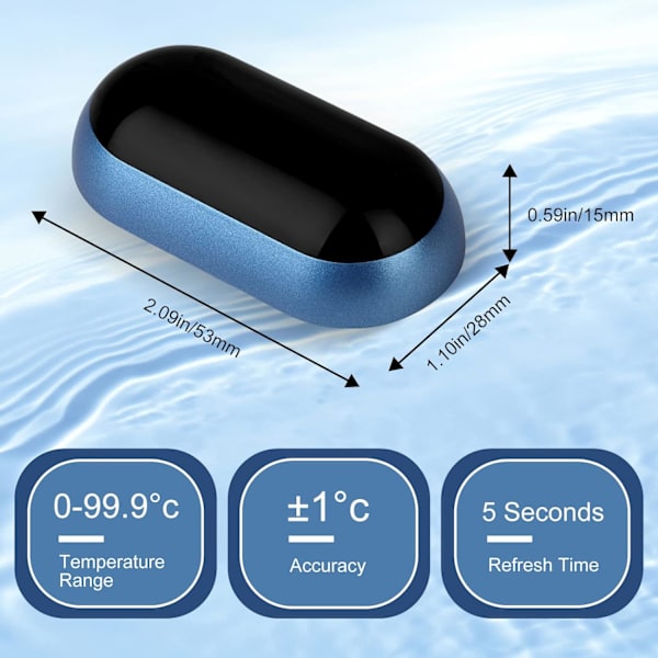 Akvarie Termometer, LED Touch Screen Digital Vandtermometer,