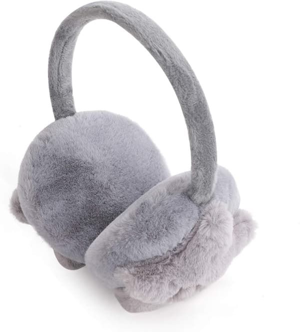 1st Grå pälshörselkåpor för pojkar, flickor Söt vinter Fluffy Thermal E