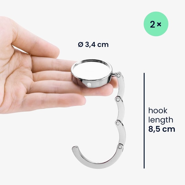 2X Handväska Hängare - Metall Fällbar Väska Hängare - Väska Hållare för Tabl