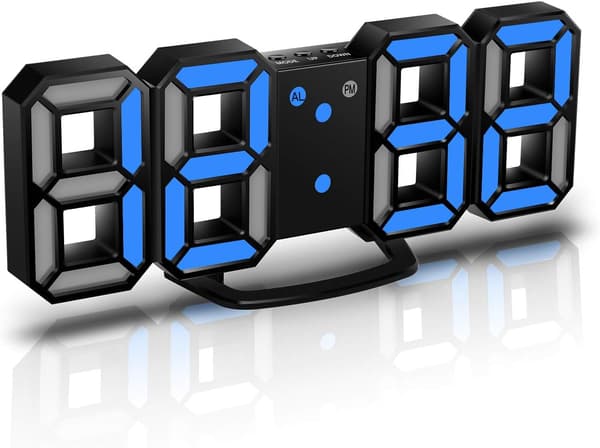 3D LED Digital Väggklocka, Digital Klocka, 3D LED Alarm