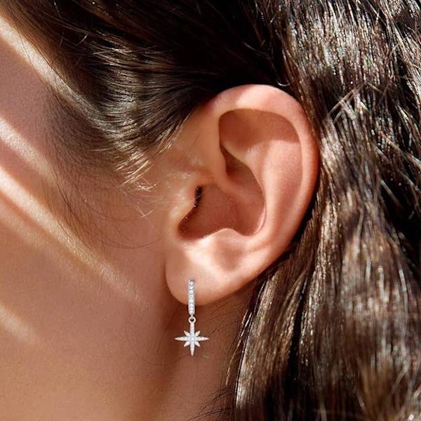 925 Sterling Silver Creolörhängen med Kompass/Cirkel/Daisy/Evil E