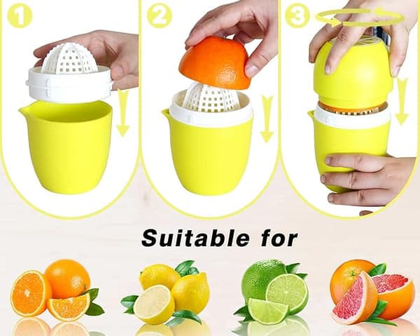 Manuel citruspresser med unikt citrondesign To tilstande af