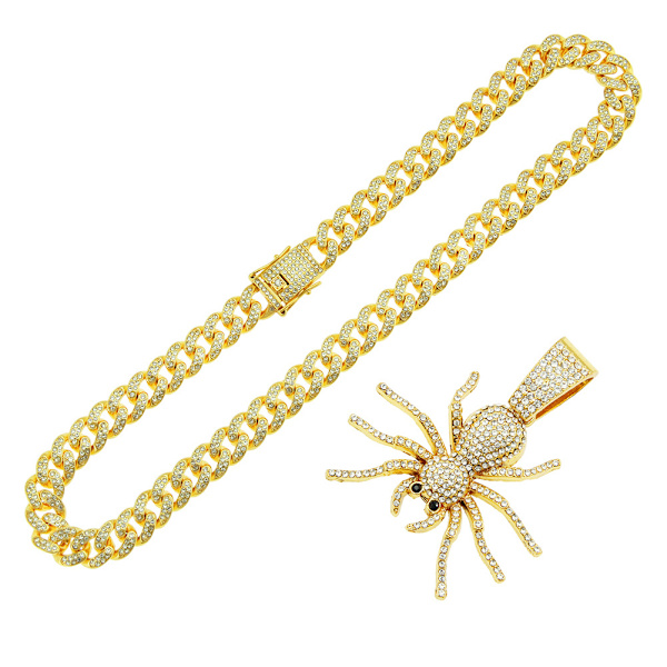 Guld 1 Hip Hop Iced Out Spider Vedhæng Halskæde med Micropave Si