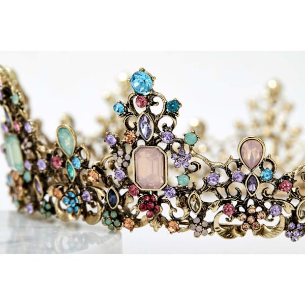 Juvelbesatt barokk dronningkrone Rhinestone bryllupskroner og tiaraer for kvinner, kostymefest hårtilbehør med edelstener