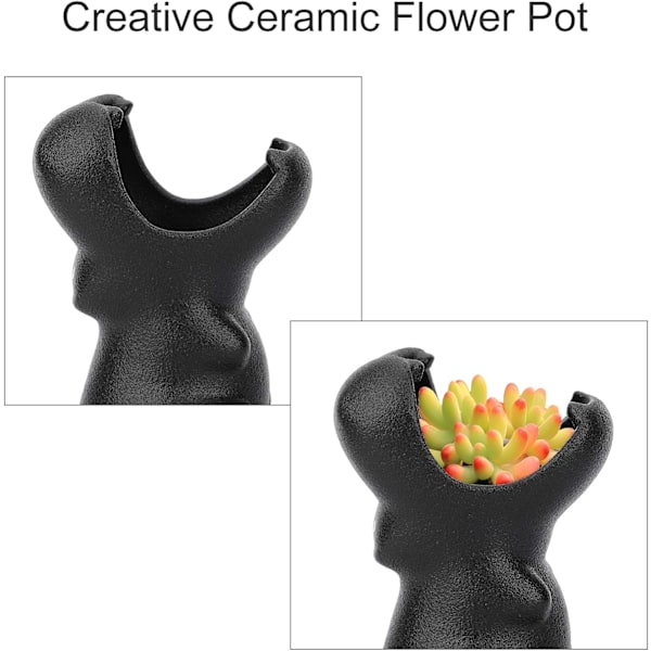 9,5 cm sorte keramiske blomsterpotter, sukkulente planteblomsterpotter, min