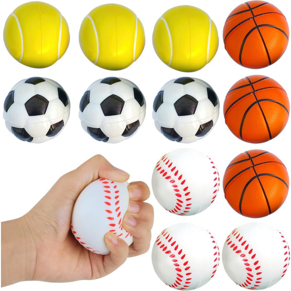 12st (bollar) Stressboll Anti-stressboll Fidget Toy, Mini Sport