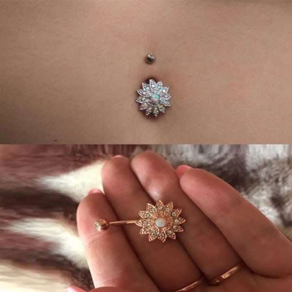 6PCS Kirurgisk Stål Dangle Navle Piercing Bar Buet Bar