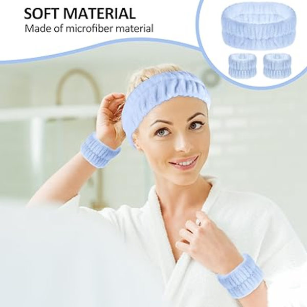 1 st spa-hårband för handled och ansiktsrengöring, ansiktsmakeup, mikrofiber