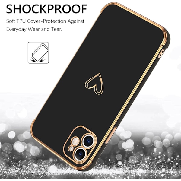 Telefonskal för iPhone 15, Sött Hjärtmönster Telefonskal, Mjuk TPU