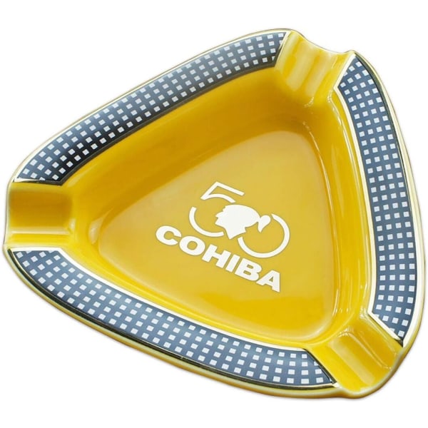Cigar Ashtray Triangle Large Rest Outdoor Cigar Ashtray för uteplats/utomhus/inomhus askfat (gul)