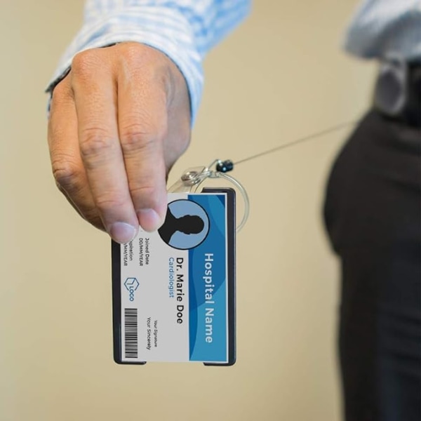 6 stk. Retractable nøkkelringer, 70 cm lengde med forsterket fjær og