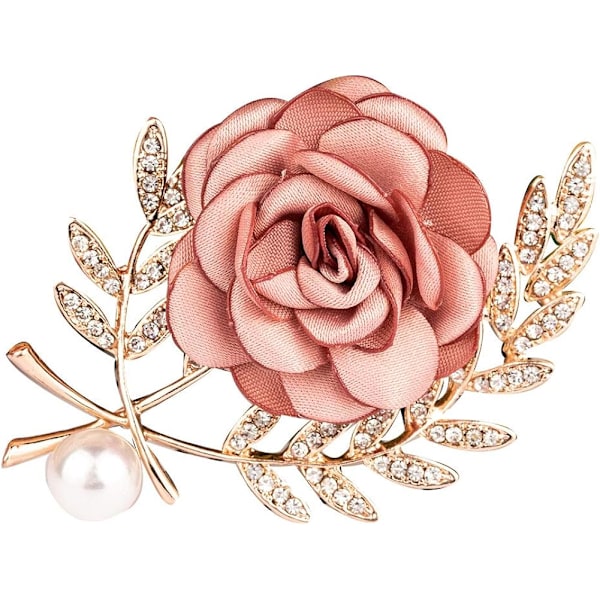 Tyg Rosen Brosch Pin – Blom Brosch Pin för Kvinnor och Män, Blommig Brosch Pin för Bröllop, Fest, Klänning och Scarf