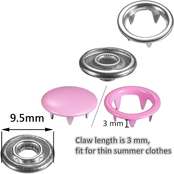200PCS Eyelets Kit Eyelet Snap Fasteners, 9.5mm 10 Colors Snap Bu