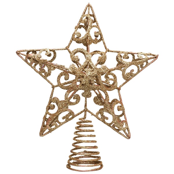 1 guld 20cm juletræ top stjerne femtakket stjernejern S-form