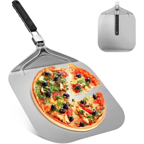 Perforert pizzaskuffe, pizzaskuffe i rustfritt stål, 32x32cm, med