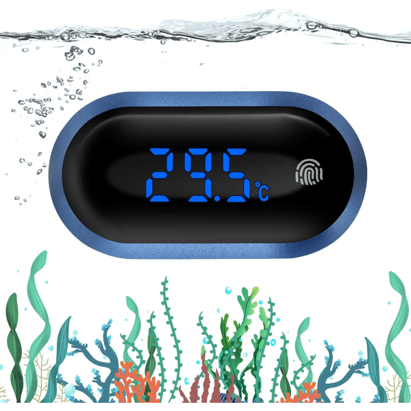 Akvarium termometer, LED pekskärm digital vatten termometer,