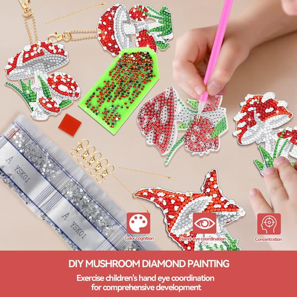 (12 stk.) Diamantmaleri Nøglering 5D DIY Diamantmaleri Vedhæng