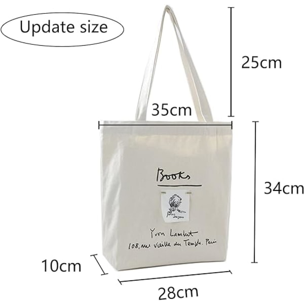 1 st canvas tote väska, axelväska med unikt tryck, återanvändbar