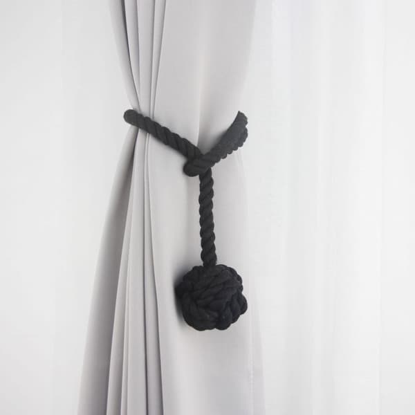 Black Curtain Tieback, 2 delar Gardin Tieback, Handstickad Cu