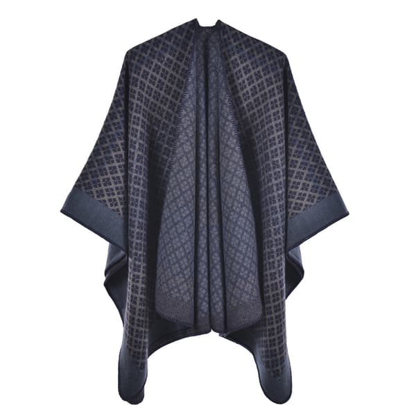 Blå geometrisk mönstrad sjalPatchy Classic Open Knit Ytterkläder Po