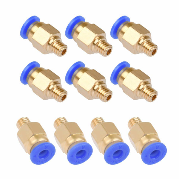 10-pakning PC4-M6 pneumatisk kobling, 4mm pneumatisk kobling for 3D