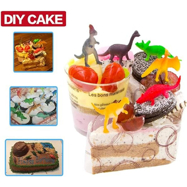 24-delars set med minidinosaurie-leksaker för dinosauriefest-cupcaketoppar -