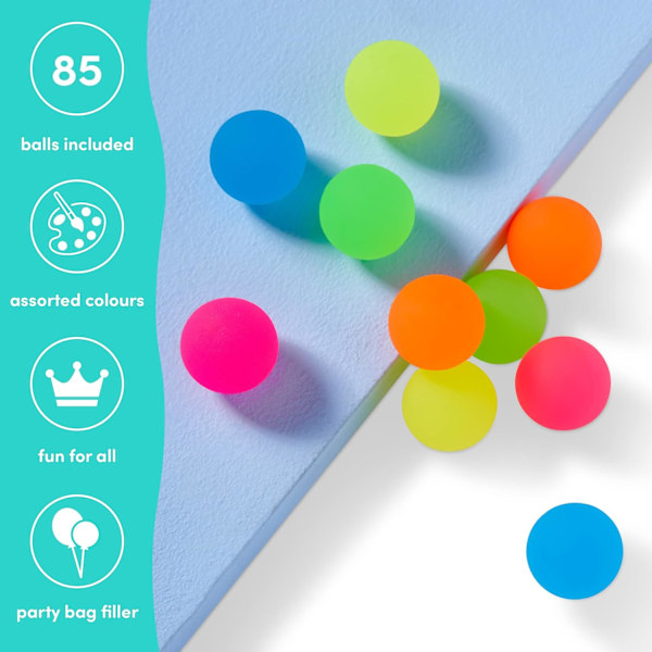 85 Mini Neon Studsbollar Leksaker (25mm) för Barn, Pojkar & Flickor - Goo