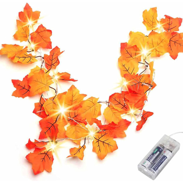 Thanksgiving-dekorasjoner Lighted Fall Garland, Thanksgiving-dekor