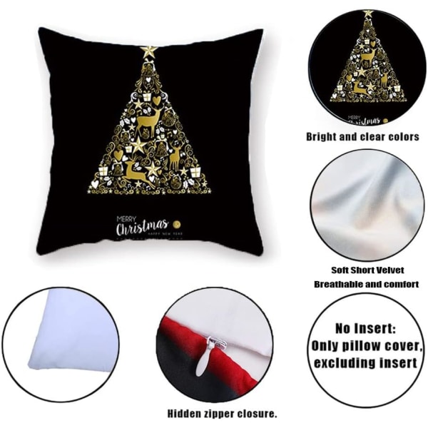 4PCS（D）Christmas Theme Cushion Cover,Snowflake Pillowcase,Christm