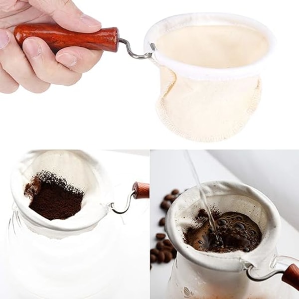 1 stk. Genanvendelig håndlavet flanelklud Vaskbart kaffefilter med W