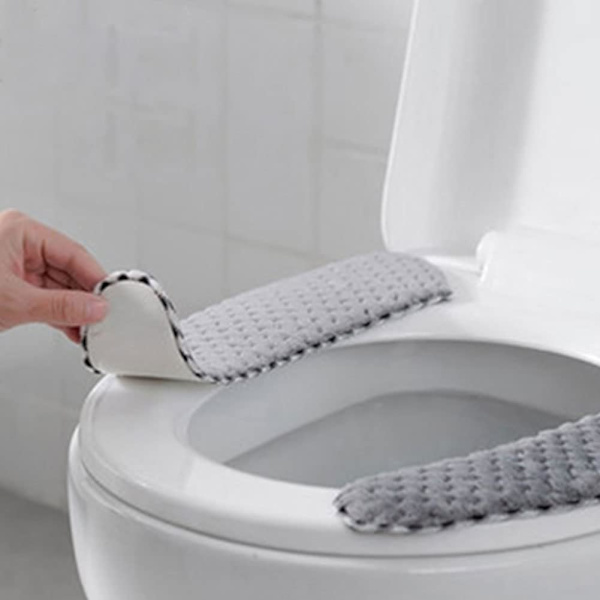 1 par grå toiletbrætbetræk, tykt badeværelse toiletbrætbetræk