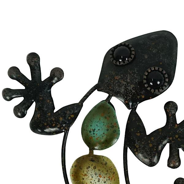 Seinän koriste, x2 liskoja, metalli, 23 cm, seinäkoriste, puutarha,