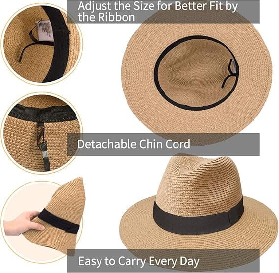 Dame Menn Halm Panama Solhatt Lett Pustende Panama Hat