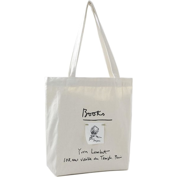 1 st canvas tote väska, axelväska med unikt tryck, återanvändbar