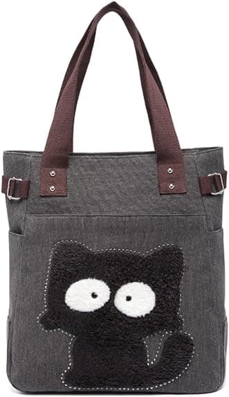 1 stk. Sort Damemode Trendy Kat Skuldertaske