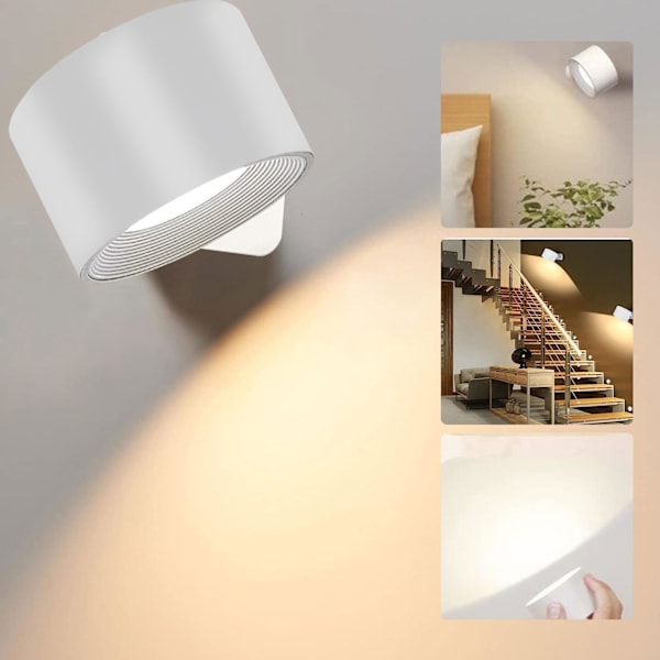 LED væglamper til læsning, væglamper med berøringskontrol og 3 farver