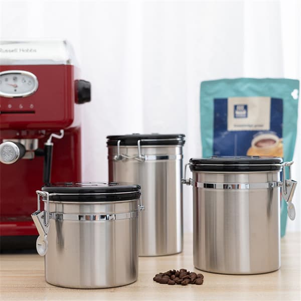 Kaffeboks - Rustfritt stål, lufttett kaffeoppbevaringsbeholder