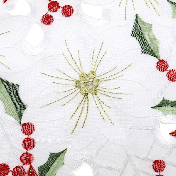 Julbroderad bordslöpare Julstjärna Bordsduk Linne Tofsar Dekoration Thanksgiving Festartiklar 175x40cm