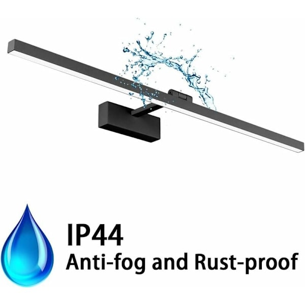 LED-badrumsbelysning IP44 9 W, skåpsbelysning 3000 K, svart