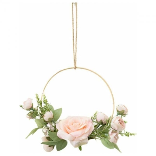 (Pink) Hulahop Bryllupskrans Væg Blomster, Dekorativ Krans Kunstig