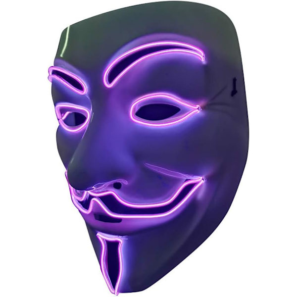LED Lys Op Maske V for Vendetta EL Line Maske Lys Op Halloween