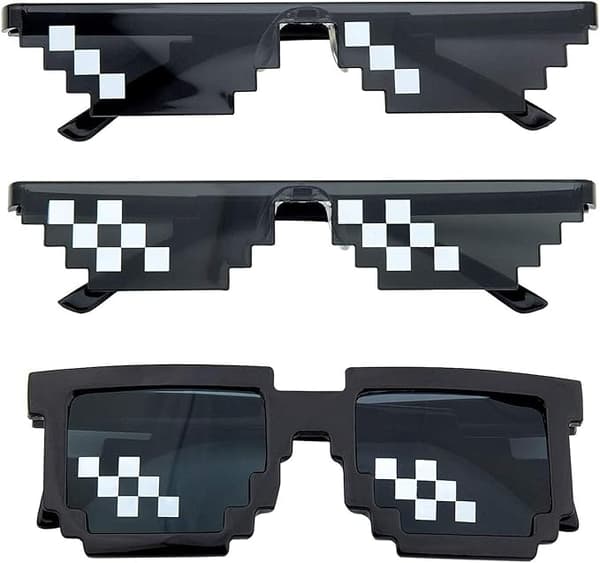 3 par Pixel Mosaikkbriller, Thug Life Briller, Plast Pixel