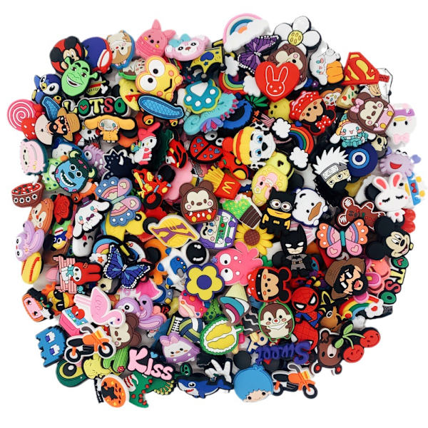 100 stk Crocs Sko Blomster Skospenne DIY Accessories Cute Cartoo