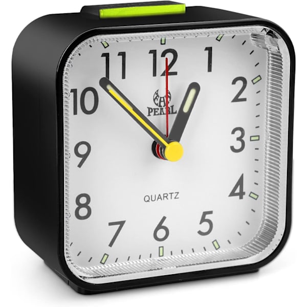 Stille analog alarmklokke, morgenalarmklokke nattbord plast Qu
