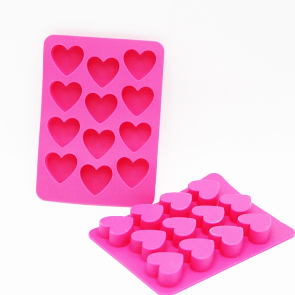 Silikonform för isbitar, hjärtformade isbitsformar, rosa