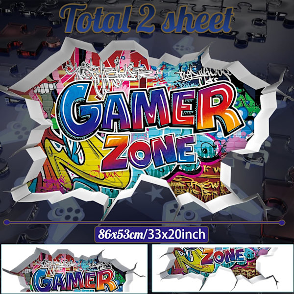 3D Gamer Väggdekaler, Pojkrum Väggdekal, Gamer Vägg Po